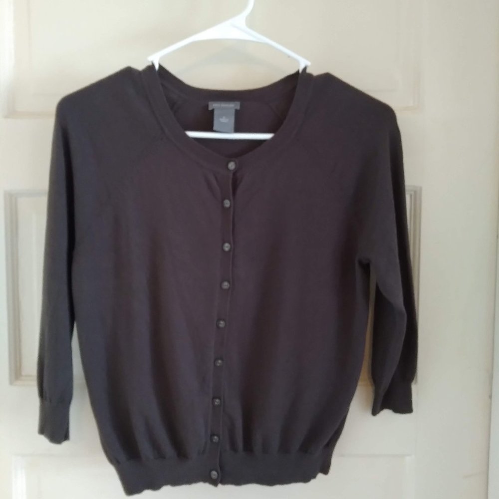ANN TAYLOR Dark Gray VERY soft Knit Cardigan. Size S